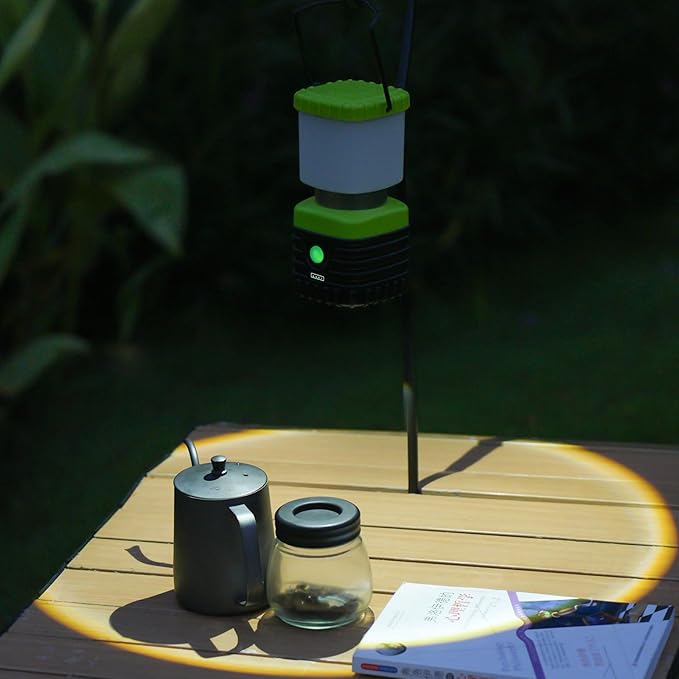 2PCS 6500K White Light LED Camping Lantern Rechargeable 1000LM, 4500mAh Power Bank, Flashlight for