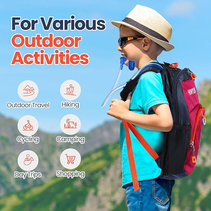 2 Pcs Kids Hydration Backpack with 1.5l Water Bladder Lightweight Kids Hiking Backpack Water