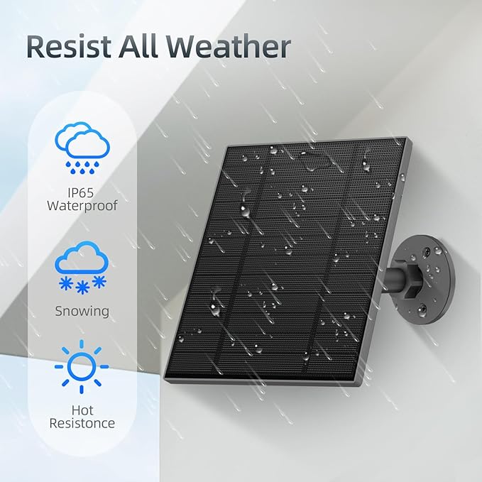 5W Solar Panel for Security Camera, Solar Panel with Micro USB & USB-C Port for DC 5V Outdoor