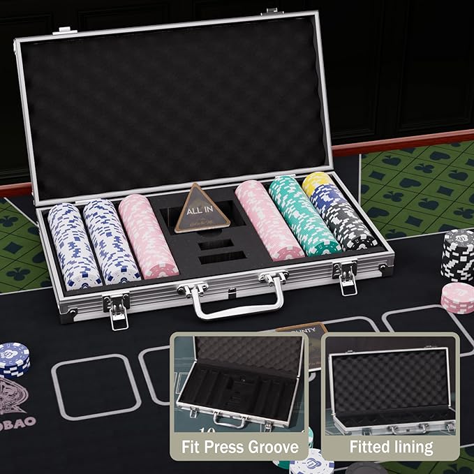 Poker Chips Set for Texas Holdem 300 Pcs Numbered Blackjack Chips,Denomination Tournaments Pokers