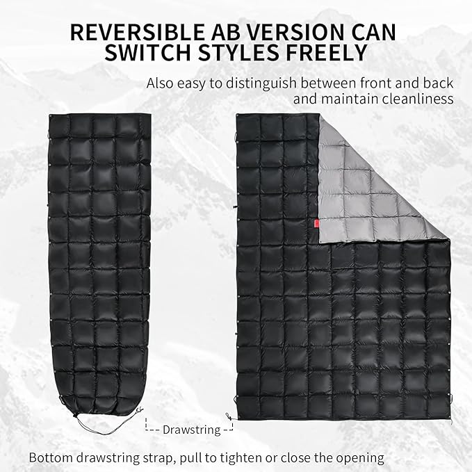 Down Camping Blanket, Muti-Use Outdoor Travel Blanket, Puffy Sleeping Bag Blanket, Waterproof