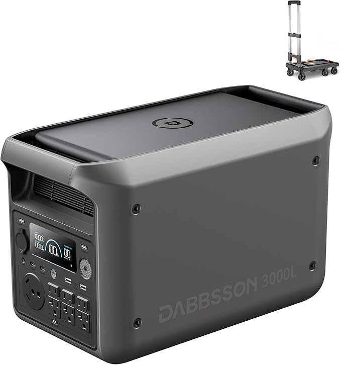DABBSSON 3000L Solar Generator, 3072Wh Semi-Solid LiFePO4, 3000W AC Output×6,TT-30×1 for Charging
