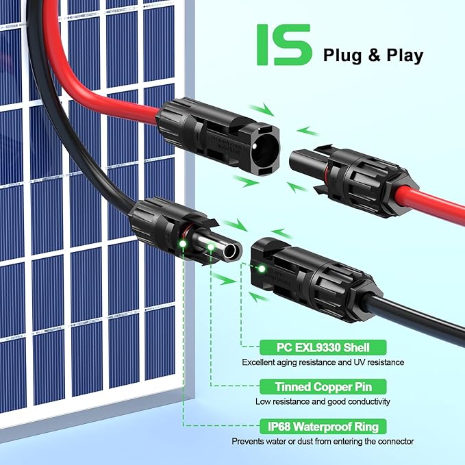 Bateria Power Solar to XT60 Charge Extension Cable with Solar Connectors Caps, Combined Wire Solar