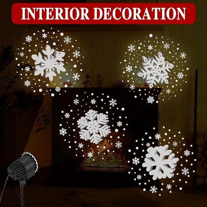Tuanse Christmas Outdoor Snowflake Projector Lights LED Flood Light Holiday with Stars for Xmas