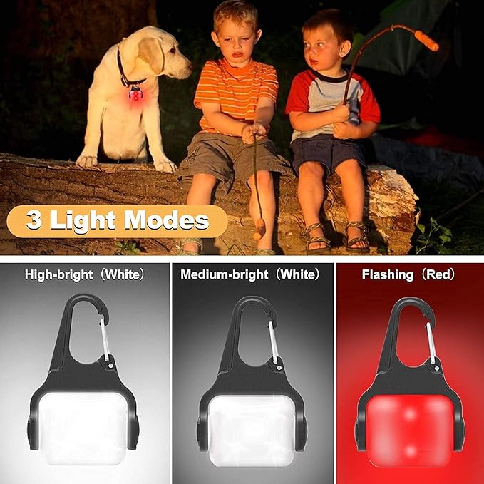 USB Rechargeable Clip-on Dog Collar Light - 3 Modes, IP65 Waterproof, Night Walking, Running