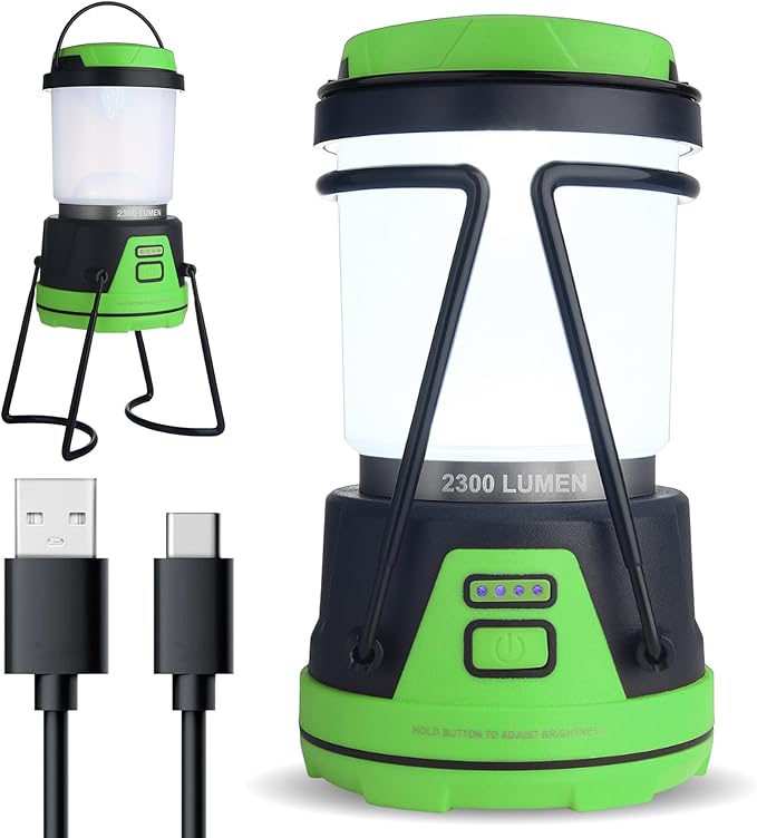 Rechargeable LED Camping Lantern - Power Outages, Hurricanes, Emergency, Hiking, Outdoor - Bright