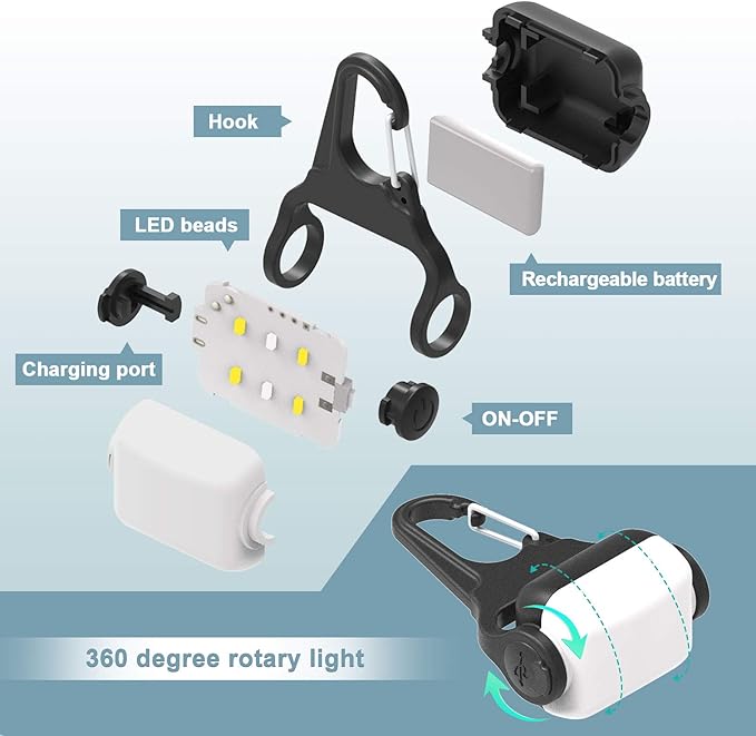 Dog Lights for Night Walking, Clip on Dog Collar Light - 3 Modes, USB-C Rechargeable, IP65