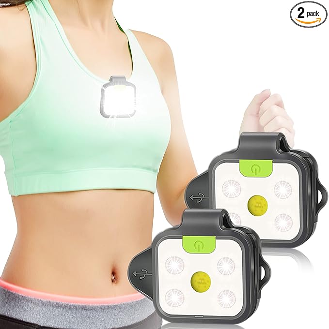 EGUKU Running Light, 2Pack Clip On Running Lights for Runners at Night 4 Light Modes USB