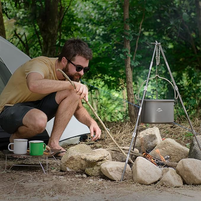 Naturehike Camping Soup Pot Cookware with Lid Large Outdoor Portable Hanging Pot Cooking Set for