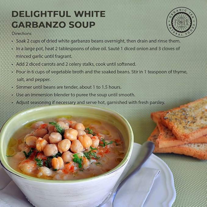 Pride Of India | Indian Whole White Garbanzo Beans 3 Pound (1.3 kg) Jar | Protein & Fiber Rich