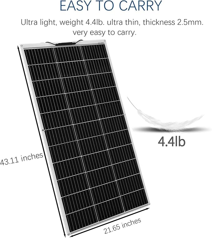 Flexible Solar Panel 100W 105W 12V Monocrystalline 250° Curvature Fiberglass High Efficiency
