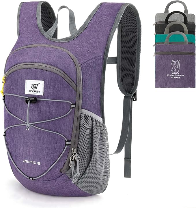 SKYSPER 15L/20L Foldable Hiking Backpack Lightweight Packable Travel Daypack with Chest Strap Small