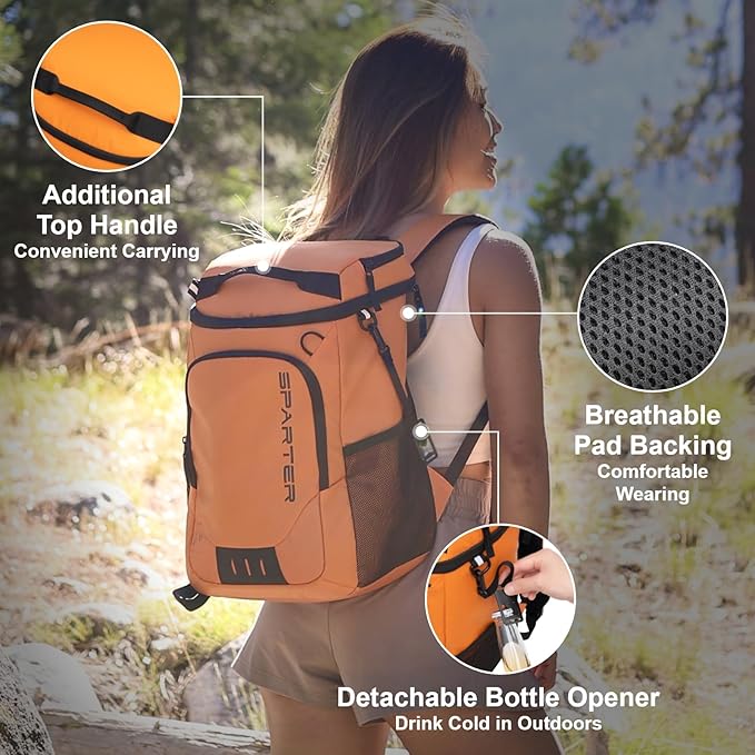 SPARTER Backpack Cooler Insulated Leak Proof 33/49 Cans, 2 Insulated Compartments Thermal Bag