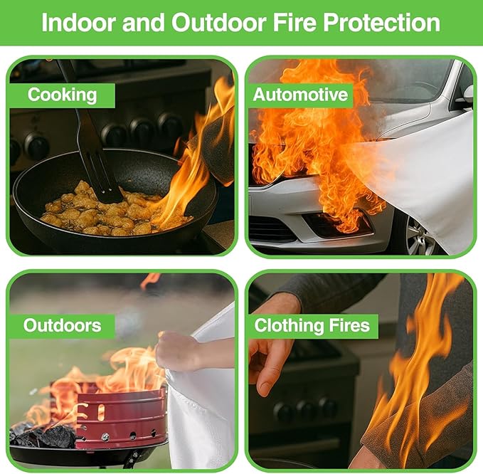 5-Pack Emergency Fire Blanket - ASTM Certified Fire Suppression Blanket for Home, Kitchen, Grill