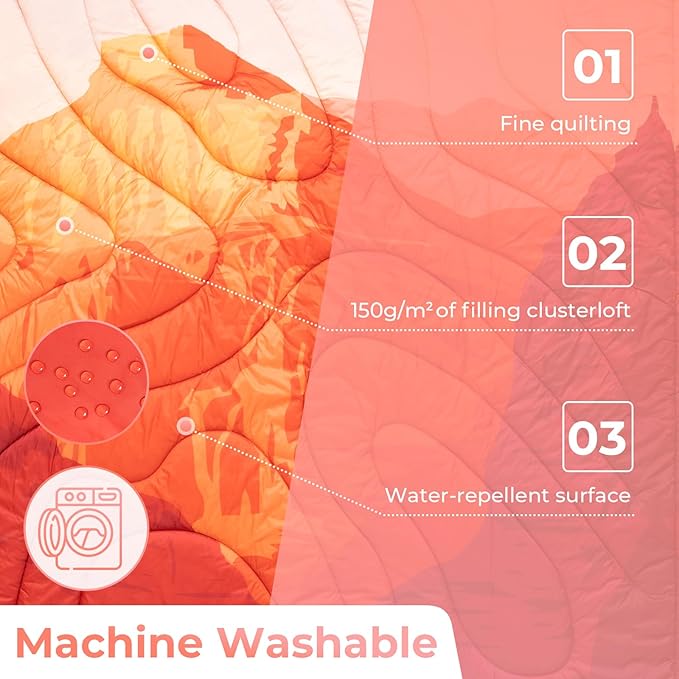 KingCamp Ultralight Camping Blanket, Packable Down Alternative Puffy Printed Wearable Blanket with