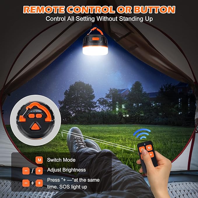 Sinvitron LED Camping Lantern Rechargeable with Remote Control - 1000LM 150H Runtime Tent Light