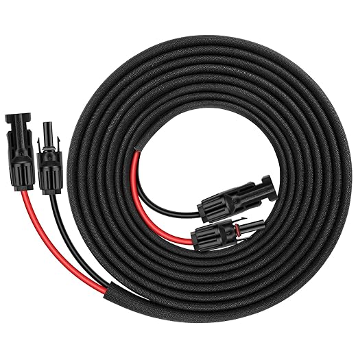 20FT 12AWG Solar Panel Extension Cable with Female and Male Connectors, Solar Cable for Solar