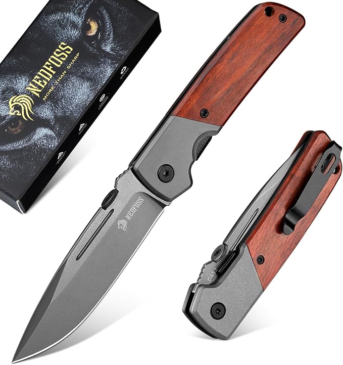 NedFoss DA52 Pocket Knife for Men, 3.5" Compact EDC Knife, Lightweight Camping Folding Knife with