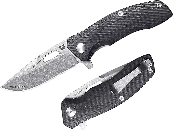 Tactical Folding Knife - CPM S35VN Steel, G10 Handle - Plump Linear Blade Design - Great for