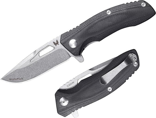 Tactical Folding Knife - CPM S35VN Steel, G10 Handle - Plump Linear Blade Design - Great for
