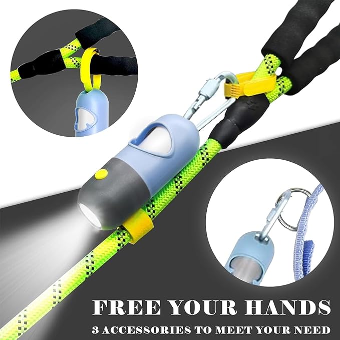 Dog Poop Bags Holder with LED Flashlight|Pet Waste Bags Dispenser for Leash|Doggie Potty Bags