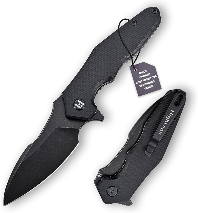 Hightron Mini Ventura Flipper Folding Knife for EDC, Liner Lock Pocket Knife with 2.85" Stonewashed