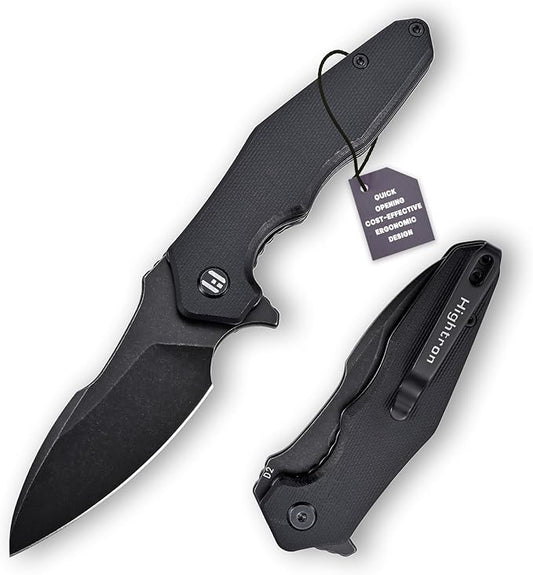 Hightron Mini Ventura Flipper Folding Knife for EDC, Liner Lock Pocket Knife with 2.85" Stonewashed