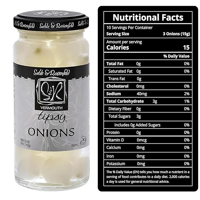 Sable & Rosenfeld Vermouth Tipsy Onions, 5-Ounce Glass Jars (Pack of 6)
