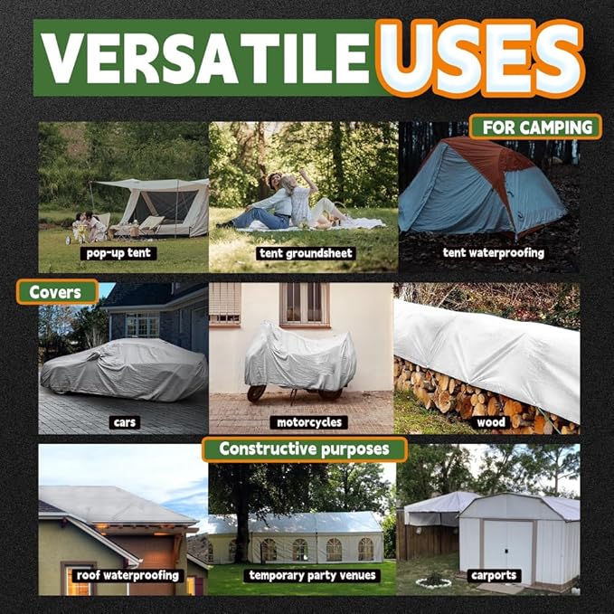 RAINDEWAY 12 Mil Heavy Duty White Tarp 12x20 Feet, UV Resistant, Waterproof, Weatherproof Poly Tarp