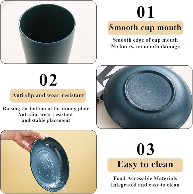 Evanda Camping Cutlery Set, Reusable Light Weight Mug, Plate and Stainless Steel Cutlery Set with