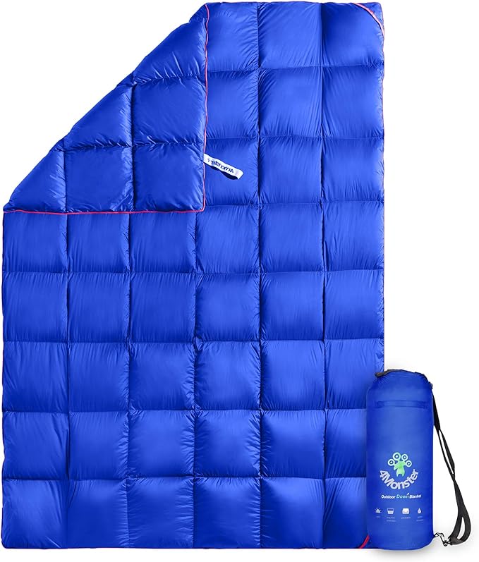 4Monster Down Camping Blanket - Outdoor Travel Quilt Puffy 650 Fill, Packable, Lightweight,Wind &