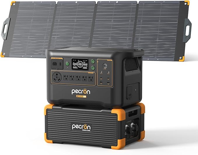 Pecron Portable Power Station F3000LFP with 3072Wh Extra Battery, 200W Solar Panel*1, 3072Wh Solar