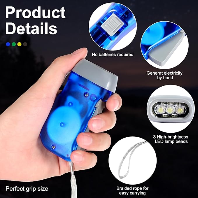 Treela 60 Pack Hand Crank Flashlight Operation Christmas Items Bulk Squeeze Flashlight No Battery