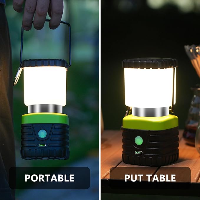 1PCS 3200K Warm Light LED Camping Lantern Rechargeable 1000LM, 4500mAh Power Bank, Flashlight for