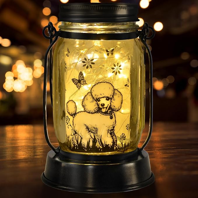 Poodle Gifts for Women/Men, Poodle Solar Lanterns Dog Mom Birthday, Dog Lovers Lantern, Pet Loss