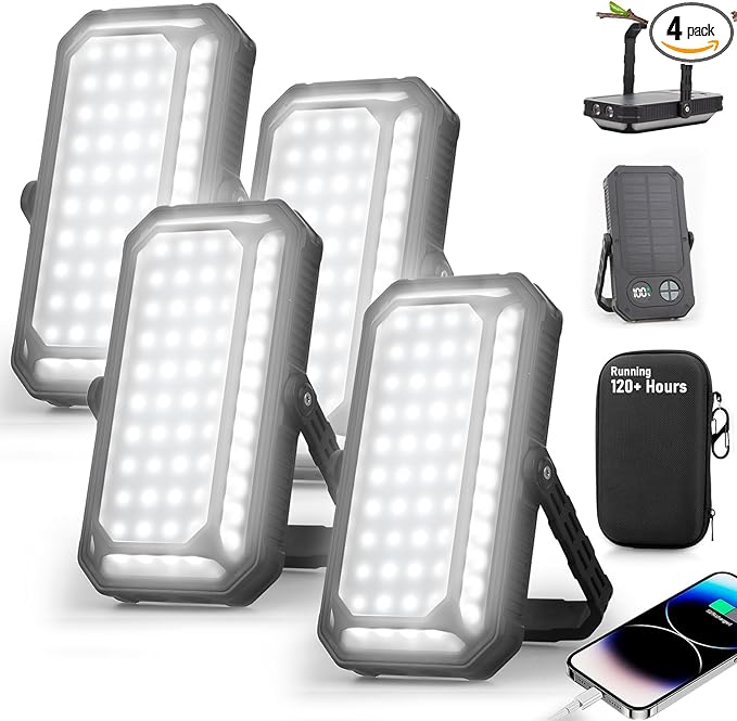 LED Camping Lantern Rechargeable, 10000mAh Portable Camping Lights up to 120+ Hours, 12 Light