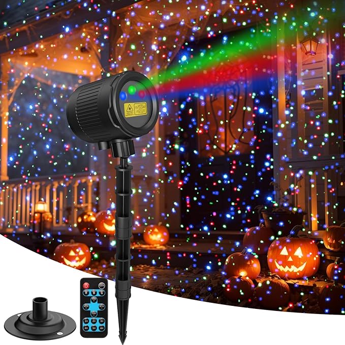 Halloween Laser Lights Outdoor, 3 Color RGB Laser Christmas Projector Lights Outdoor, Waterproof