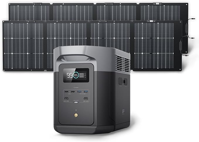 EF ECOFLOW Solar Generator DELTA 2 Max 2048Wh with 2x220W Solar Panel, LFP Battery Portable Power