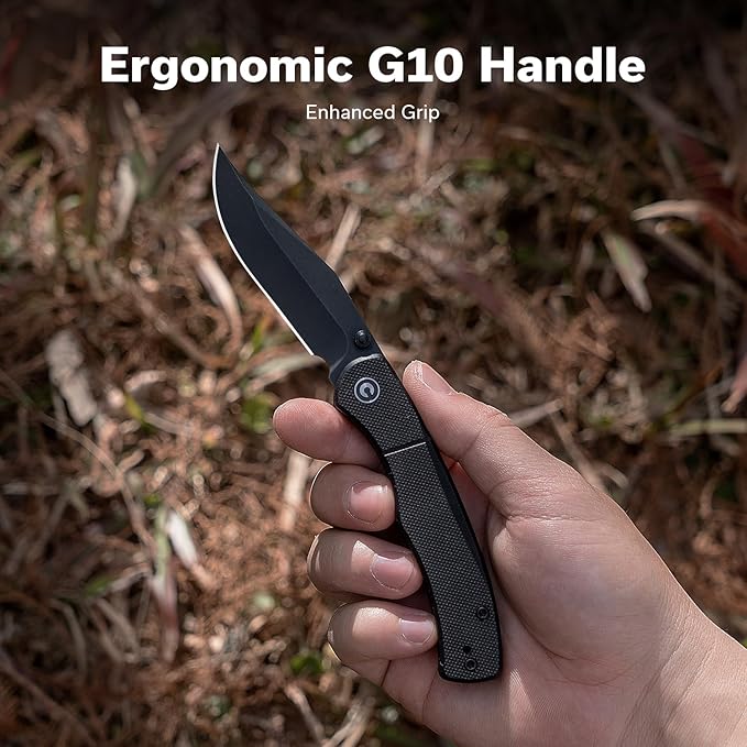 CIVIVI Clingman EDC Pocket Folding Knife with Titanium Reversible Clip, 2.99" Nitro-V Blade G10