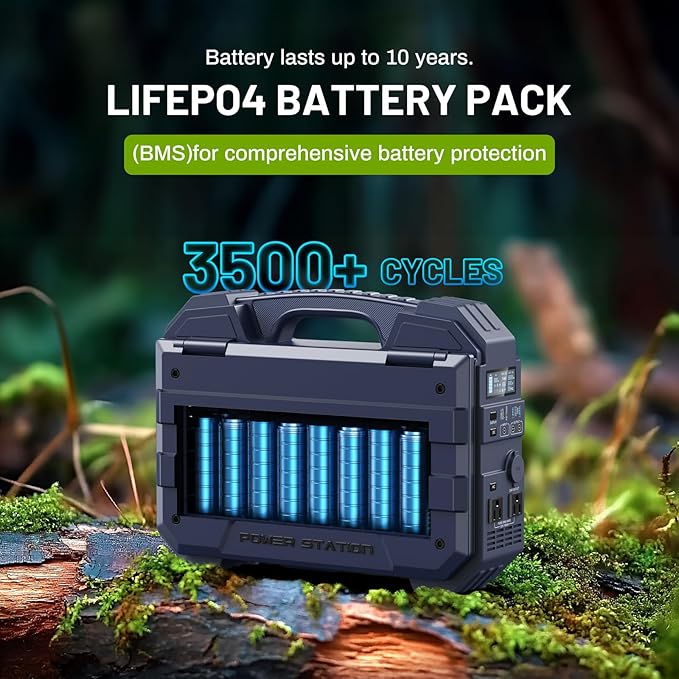 BROWEY 1600W (3200W Peak) Portable Power Station, 1024Wh LiFePO4 Battery with Built-in Solar Panel