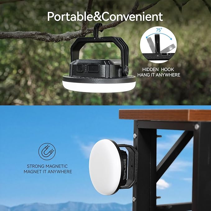 VAVOFO 4000LM 15,000mAh LED Camping Lantern Rechargeable, 3 Lighting Modes, 180LEDs ,Portable Tent