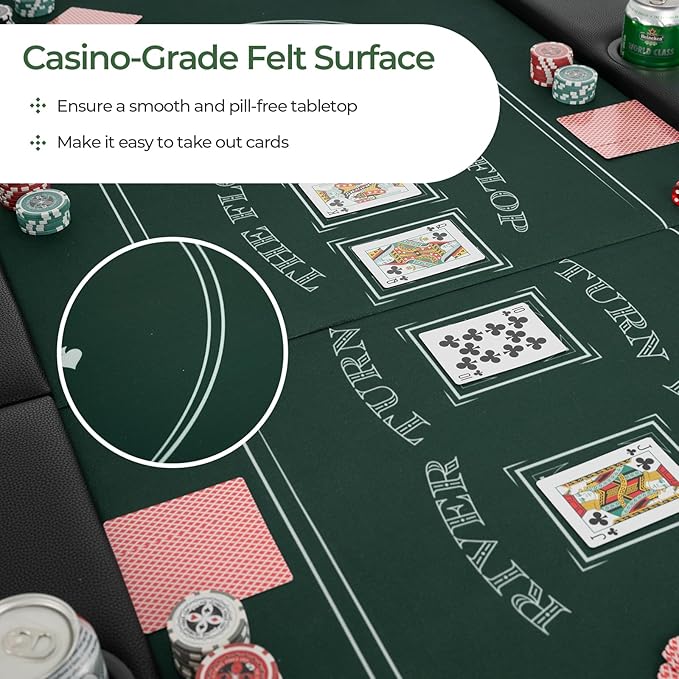 Goplus 72” Poker Table Foldable, 8 Players Card Board Game Table w/Deep Metal Cup Holders, Casino