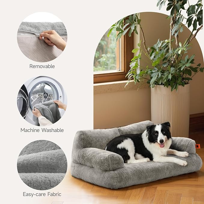 MEWOOFUN Cat Bed for Indoor Cats, Washable Dog Beds for Small Medium Dogs & Cats, Fluffy Cat Couch