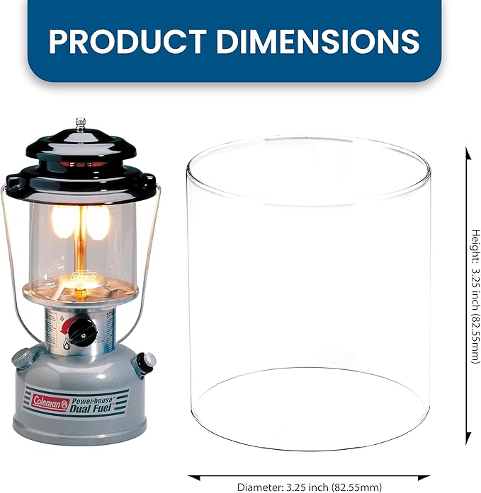 American Mantle Lantern Globe Replacement | 3.22"x3.22"x3.33" Clear Borosilicate Glass | Fits