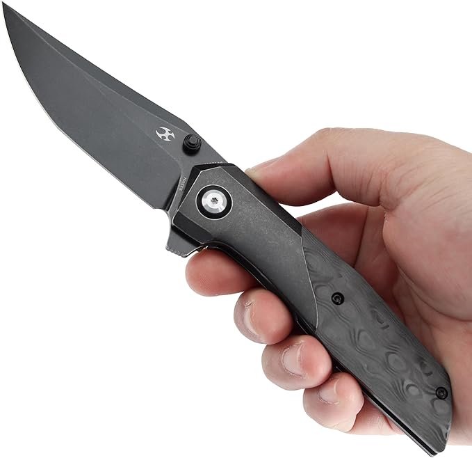 KANSEPT Deadite Pocket Folding Knives for Men Women Camping Hiking 3.52'' Blackwash CPM S35VN Blade
