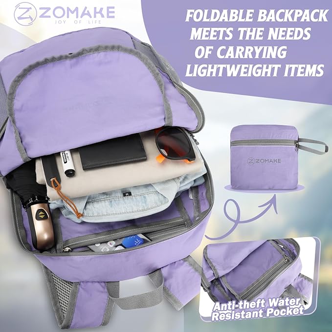 ZOMAKE Ultra Lightweight Hiking Backpack 20L - Packable Small Backpacks Water Resistant Daypack for