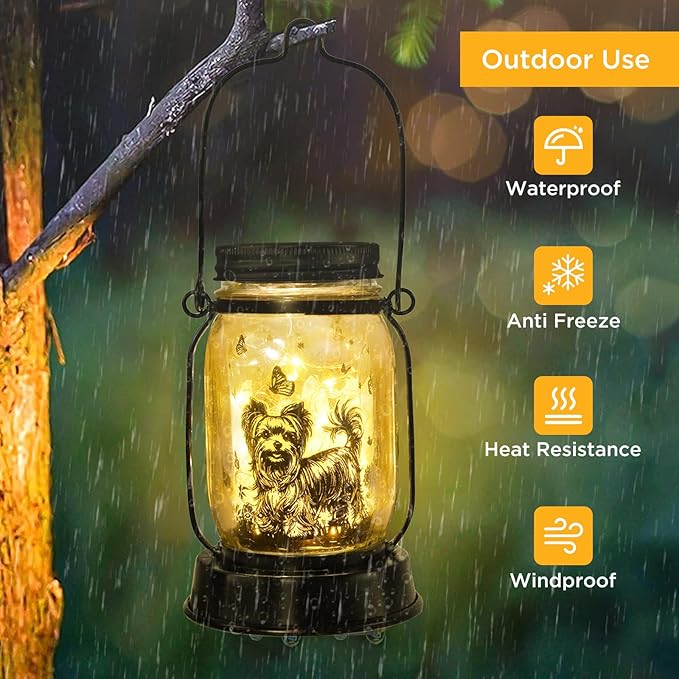 Yorkie Dog Gifts for Women/Men Yorkshire Terrier Solar Lanterns Mom Birthday Dog Lovers Lantern Pet