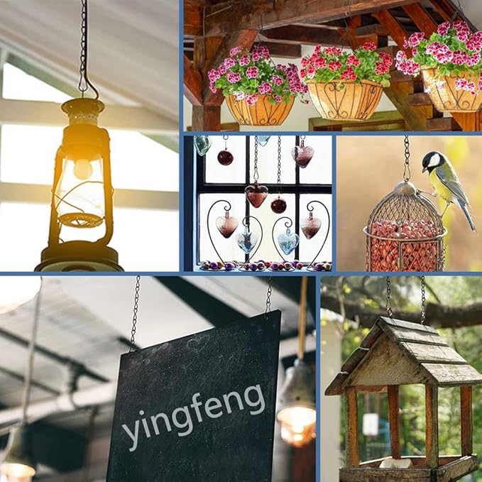YINGFENG 10 Pack 9.5 Inch Black Hanging Chains, Garden Plant Hangers for Hanging Bird Feeders