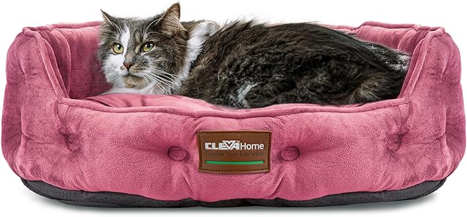 ClevaHome Cat Dog Bed for Small Pets up to 15lbs - Round Cat Beds for Indoor Cats, Machine Washable