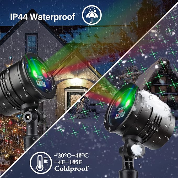 Christmas Projector Lights Outdoor, Led Christmas Laser Lights Landscape Spotlight Red and Green